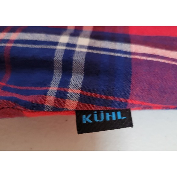 KUHL Women's Shirt Medium Plaid Hiking Outdoor Women's Red Blue Button-Up 0447 - Picture 3 of 6